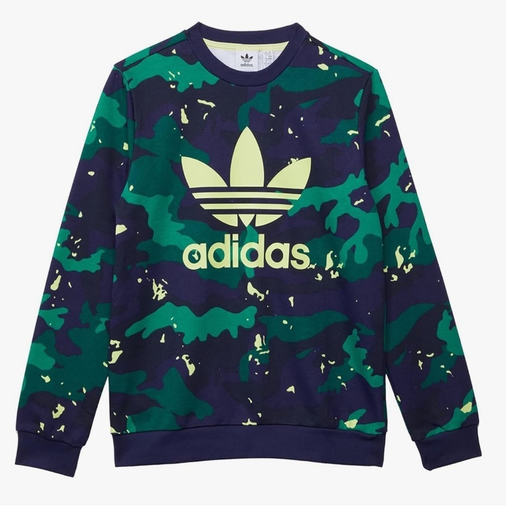 Adidas Green and Blue Camo Crewneck Sz M 11/12